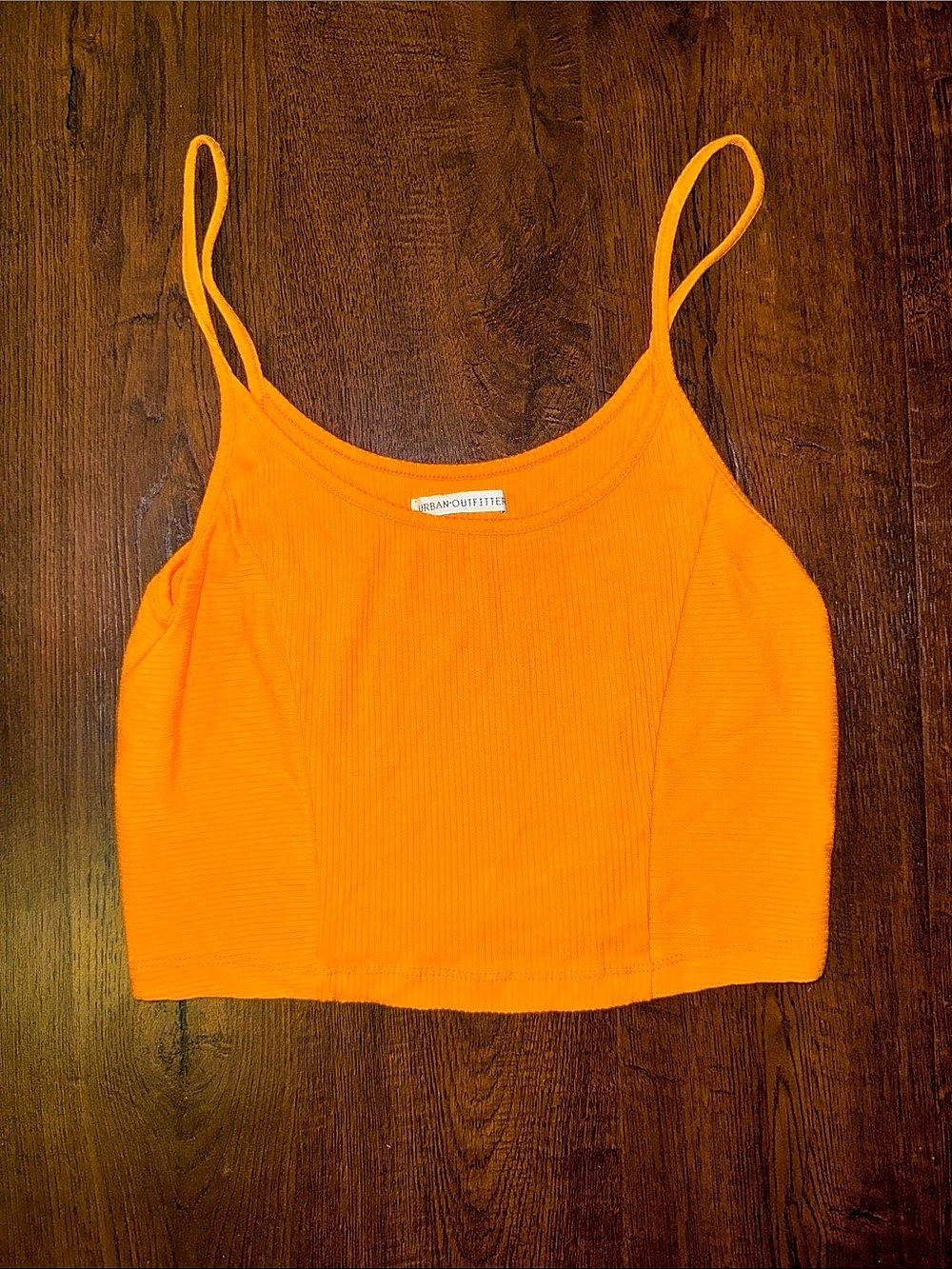 Urban Outfitters Cabana Ribbed Cropped Cami Orange Large Like New